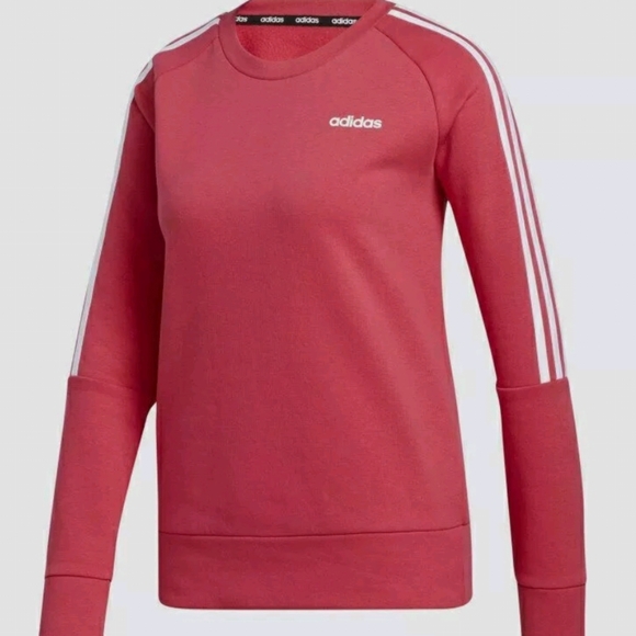 Adidas 3-Stripes Crew Sweatshirt Power Pink Large - Picture 11 of 12